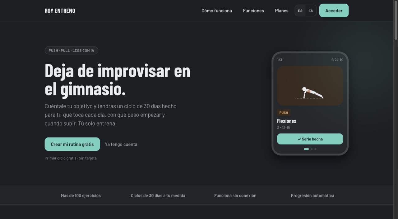 Hoy Entreno — AI workout routine builder